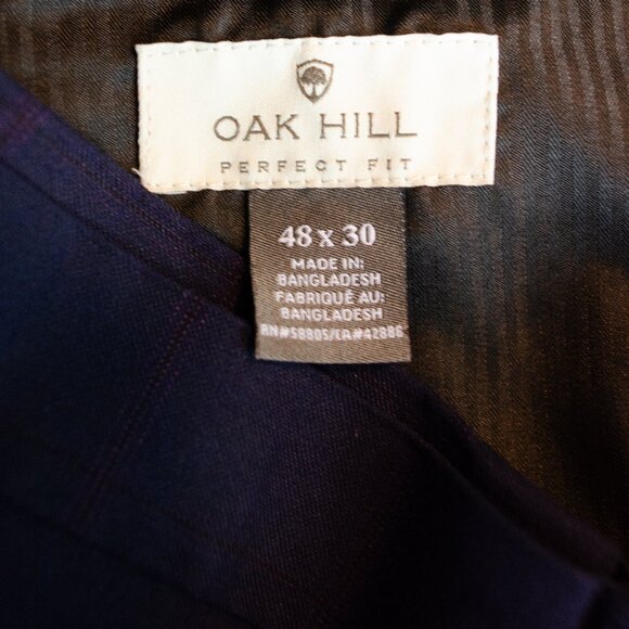Oak Hill Navy Plaid Waist-Relaxer Dress Pants 48x30 - Picture 1 of 2
